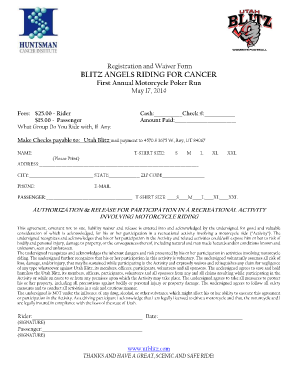 Poker Run Registration Form