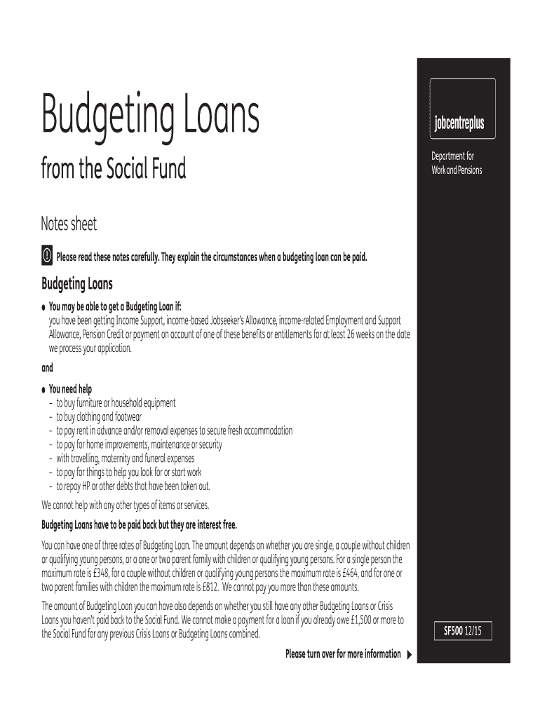 Apply for Budgeting Loan Online  Form