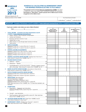 13 1040 Schedule NRH Indd Maine  Form