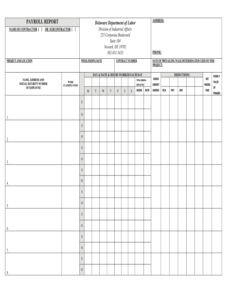 Delaware Dept of Labor Certified Payroll Forms