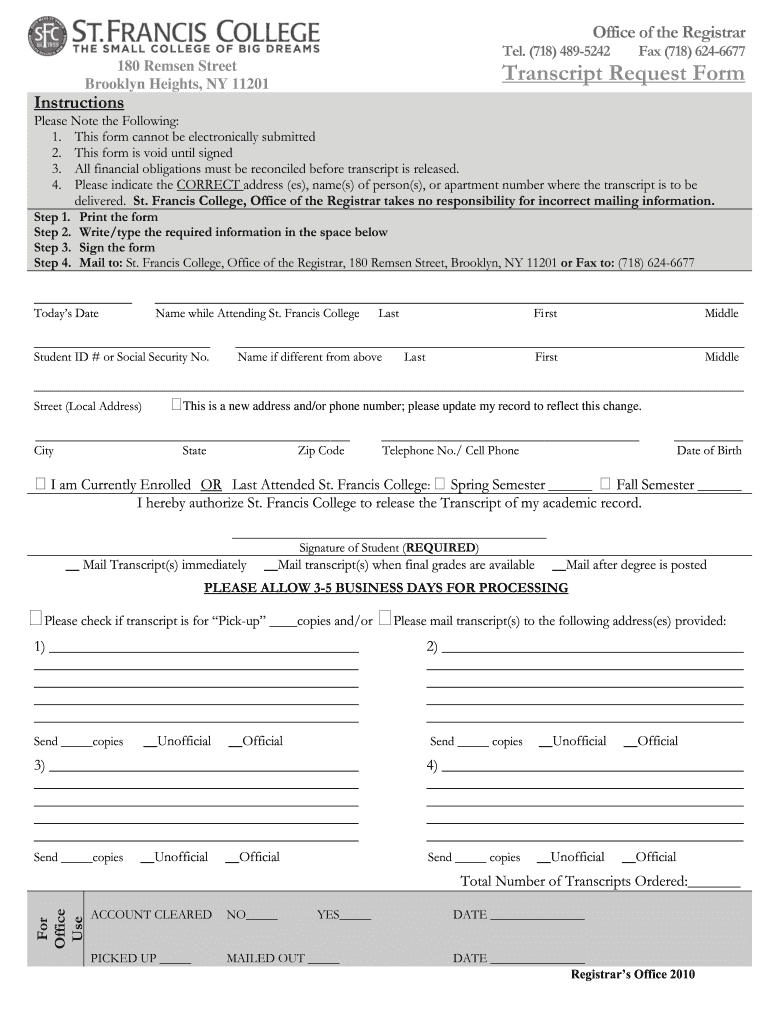  Corinthian Colleges Transcript Request Form 2010-2024