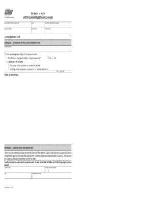 REG 256M, Motor Carrier Fleet Name Change Index Ready If a Fleet Registrant Name is Changed during the Current Registration Year  Form