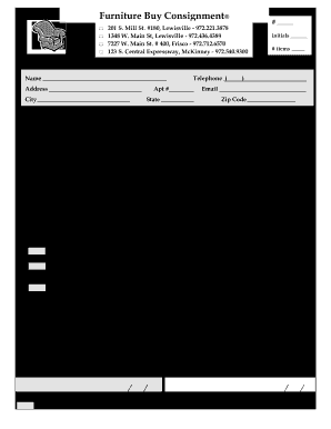 Our Consignment Agreement Furniture Buy Consignment  Form