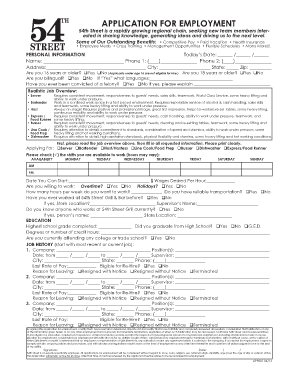 54th Street Application  Form