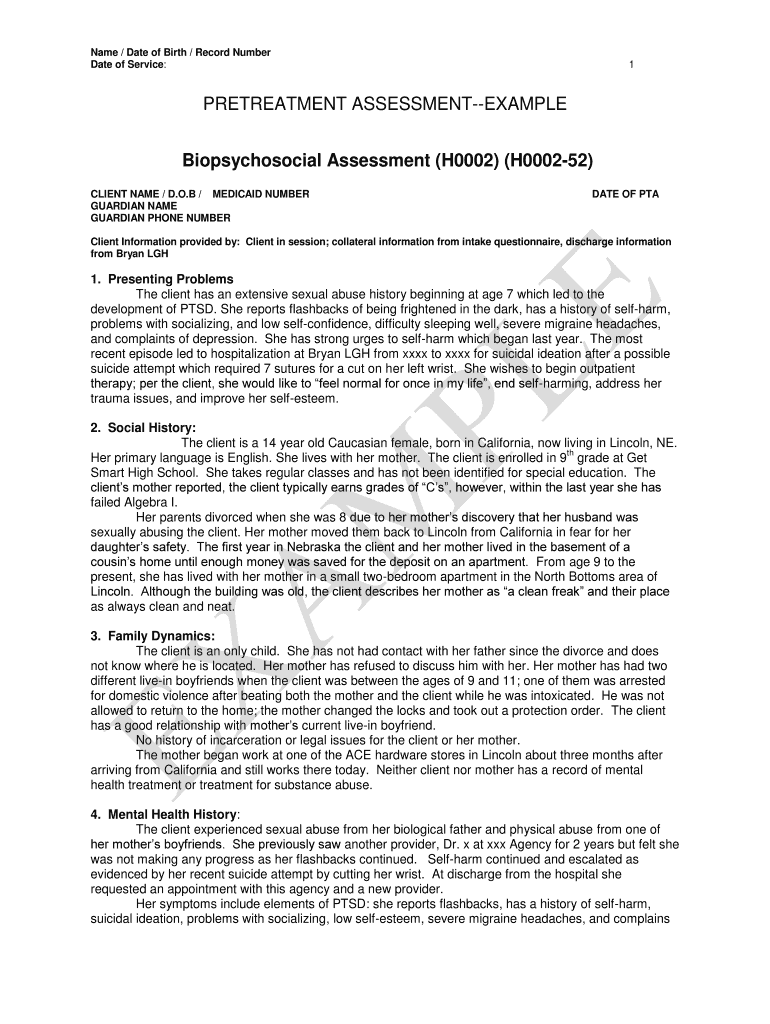 Biopsychosocial Assessment  Form