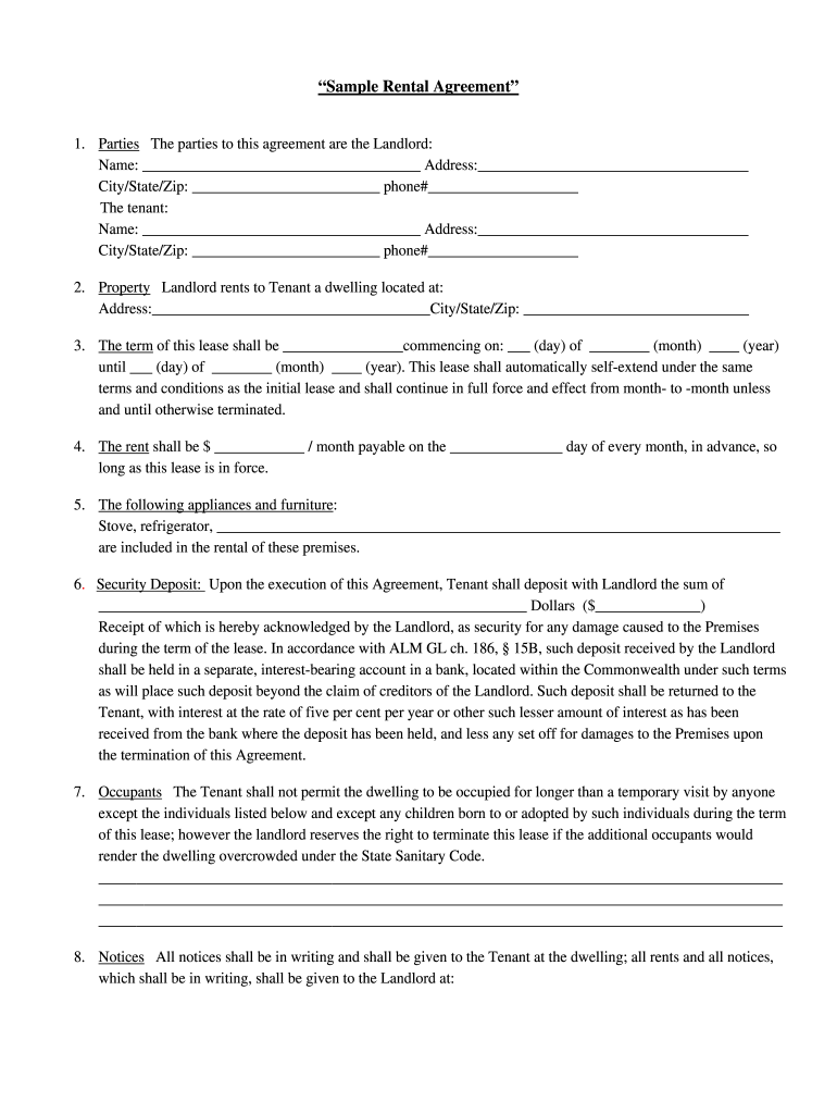 Printable Basic Rental Agreement Form Fill Out And Sign Printable PDF 