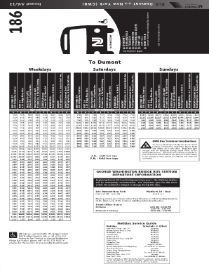 186 Bus Schedule PDF  Form