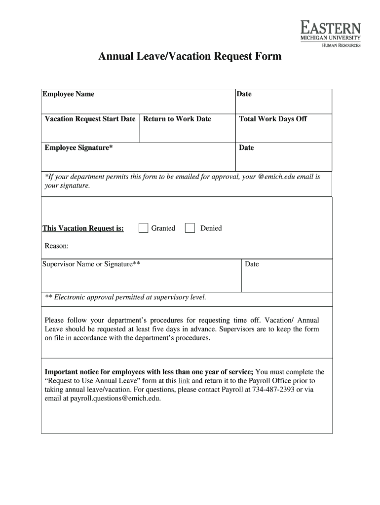 Annual Leave Form Template Excel