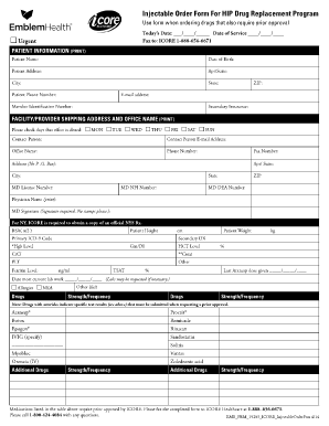 Injectable Order Form for HIP Drug Replacement EmblemHealth