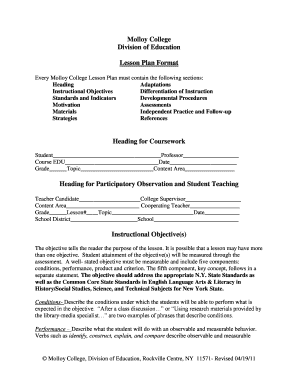 Tc Lesson Plan Template  Form