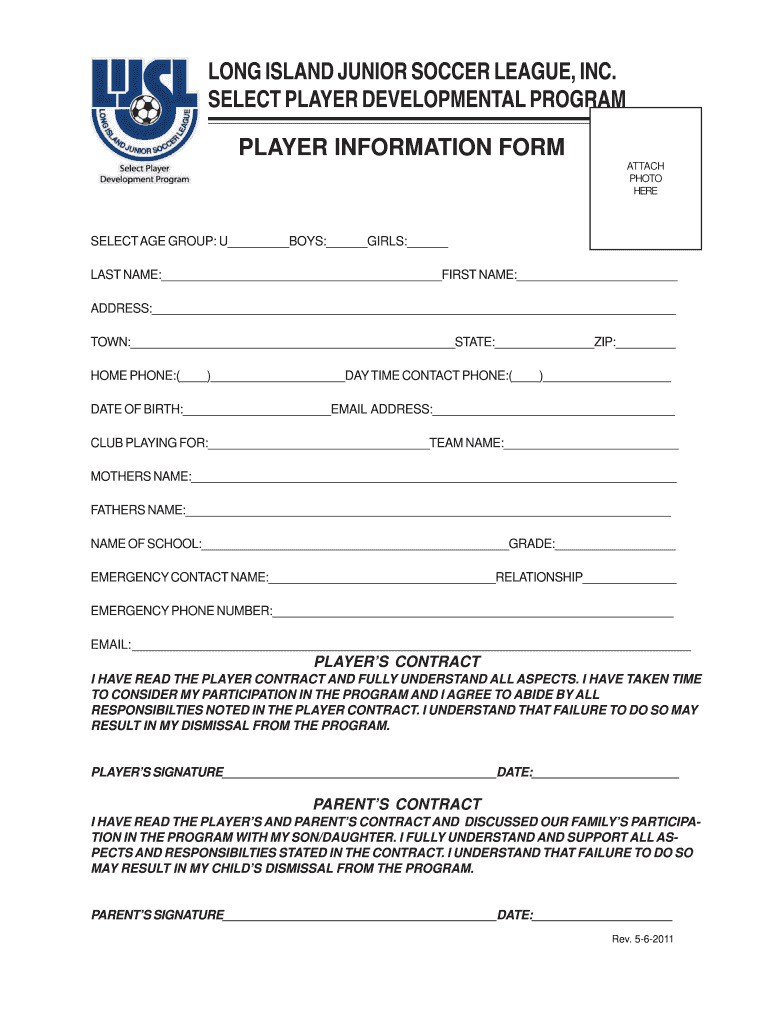 Soccer Contract Form