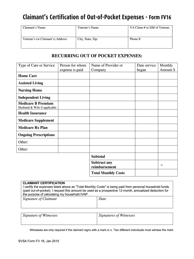  Forms Claimant Outof Pocketexpenses 2012-2024