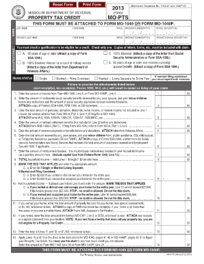 Form MO PTS Missouri Department of Revenue Dor Mo