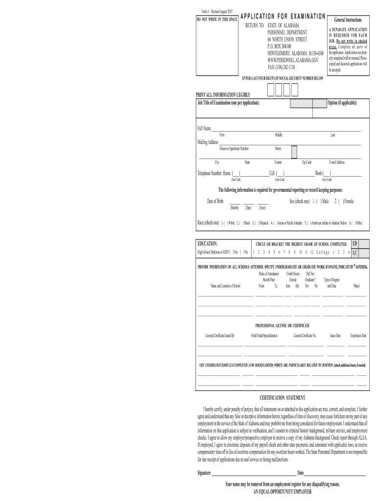  State of Alabama Job Application Alabama State Personnel Personnel Alabama 2010