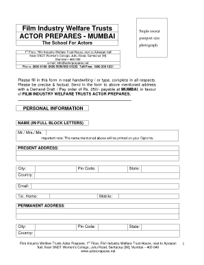 Actress Form