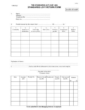 STANDARDS LEVY RETURN FORM DATE STAMP