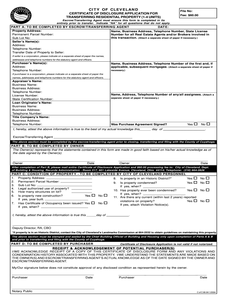 Certificate of Disclosure  Form