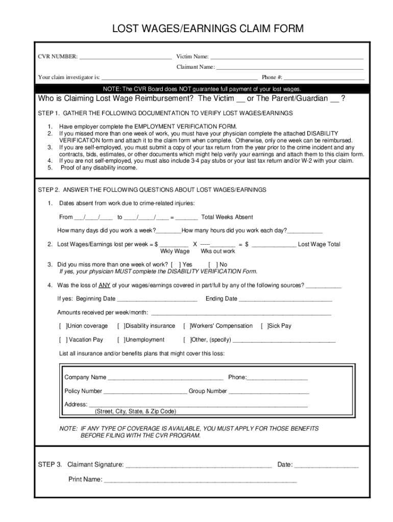 Lost Wages Form