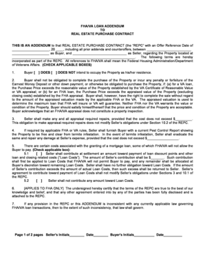Fha Purchase Agreement Addendum PDF  Form