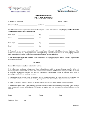 Pet Agreement  Form