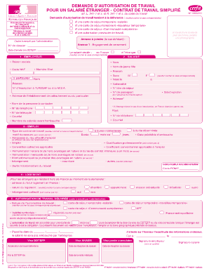 Demande D&#039;autorisation De Travail  Form