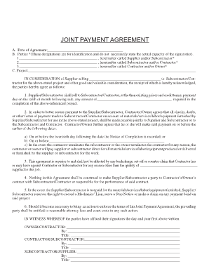 Sample Joint Check Agreement  Form