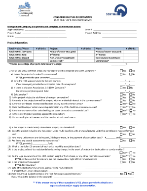 CONDOMINIUMPUD QUESTIONNAIRE NOT to BE USED for Nyshcr  Form