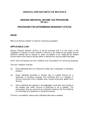 Itp 92 1 Arizona  Form