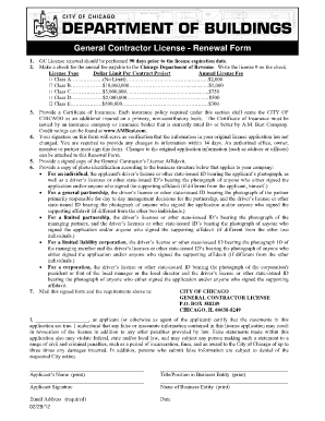 City of Chicago General Contractor License Renewal Form