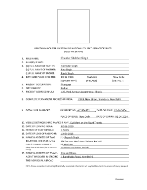 National Status  Form