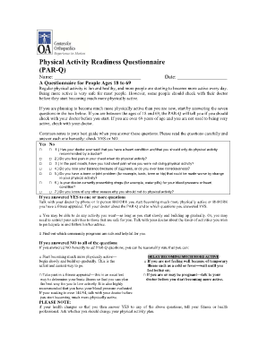 Physical Activity Readiness Questionnaire DOC  Form