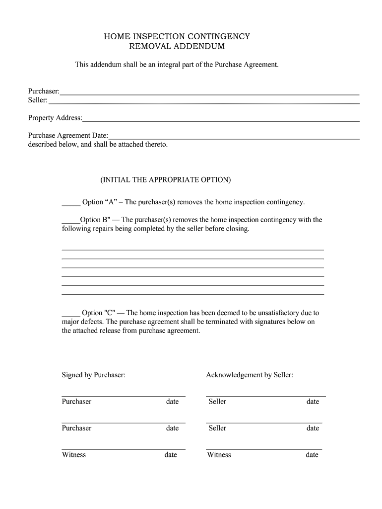 Home Inspection Contingency  Form