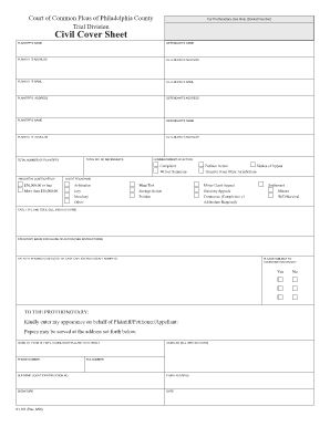 Civil Cover Sheet the Philadelphia Courts Courts Phila  Form