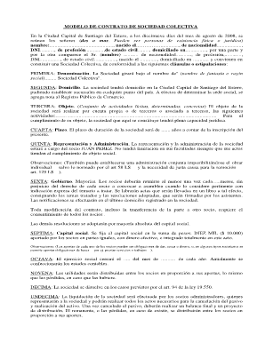 Contrato De Sociedad Colectiva PDF  Form
