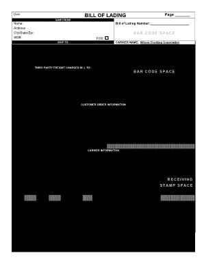 Sid Bill of Lading  Form