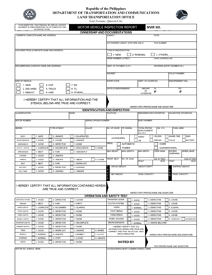 Lto Motor Vehicle Inspection Report Form Sample