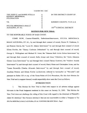 Form for Motion for New Trial in Texas - Fill Out and Sign Printable ...