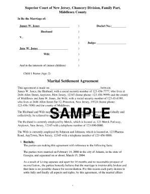 Divorce Agreement Template  Form