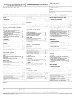 Fda Dairy Farm Inspection  Form