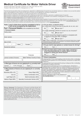  Medical Certificate for Motor Vehicle Driver 2013