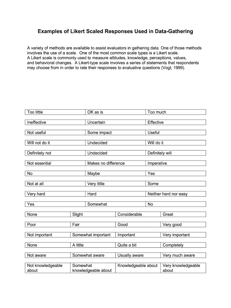 Scale Questionnaire Template  Form