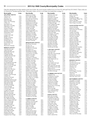 County Municipality Code Nj  Form