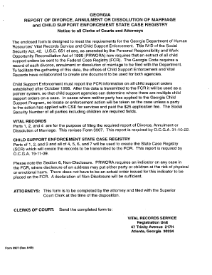 Georgia Dhr Report of Divorce Annulment or Dissolution of Marriage and Child Enforcement State Case Registry Form