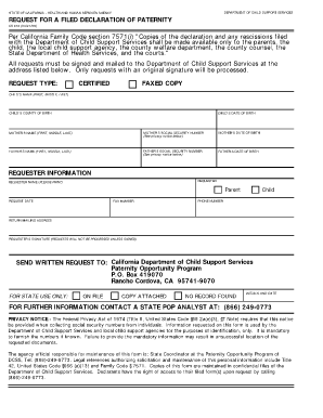 Declaration of Paternity Form California