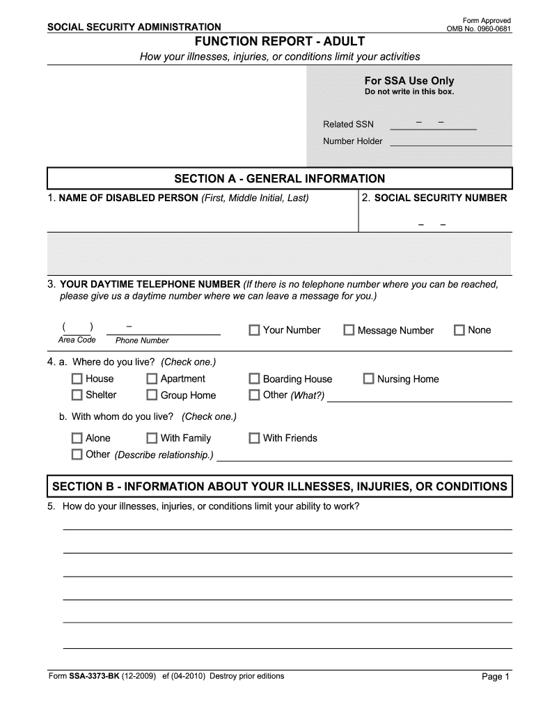 Form Ssa 3373 Bk