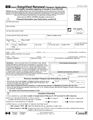 Renewal Passport Application  Form