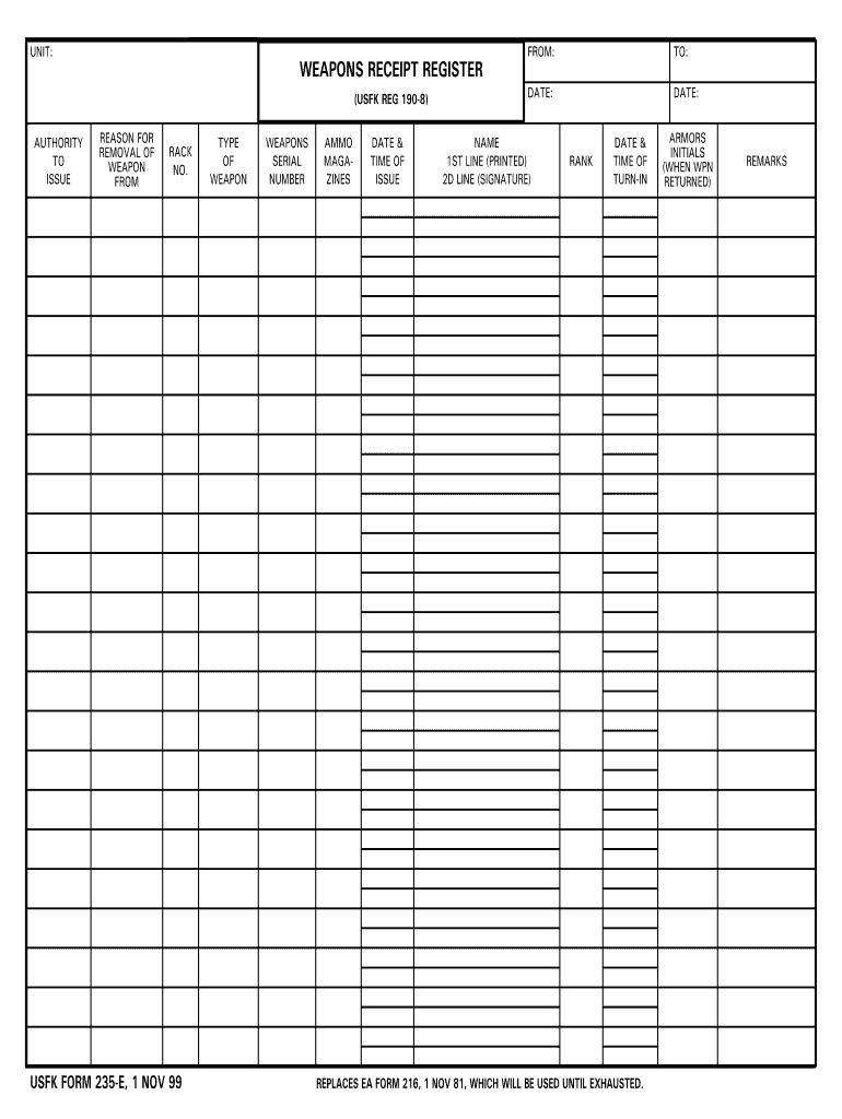  Usfk Form 235 E 1999-2024