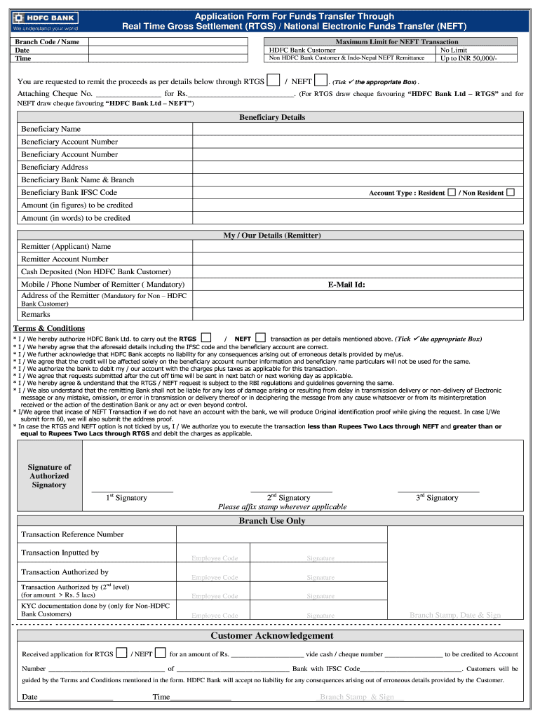 Hdfc Rtgs Form