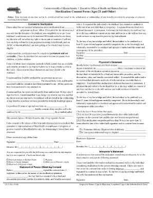 Masshealth Sterilization Consent Ages 21 and Older  Form