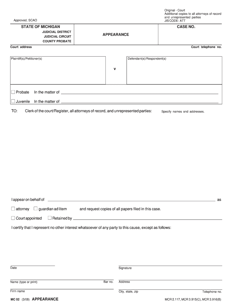 Scao Appearance  Form